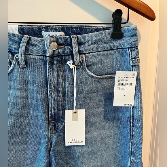 Good American Good Boy Wide Release Hem Jeans in INDIG0085 - Picture 5 of 14